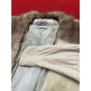 1950's Pam Stewart Cashmere Cardigan Sweater With Removable Mink Fur FLAW
